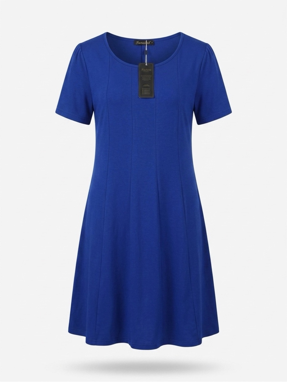 Amazon Women's Cobalt Blue Short Sleeve Midi A-Line Dress